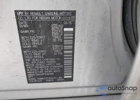 2015 Nissan Rogue S из США, поврежденный, VIN KNMAT2MV5FP546998